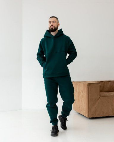 чоловічий теплий костюм "флоу" смарагдовий S 2202-green фото