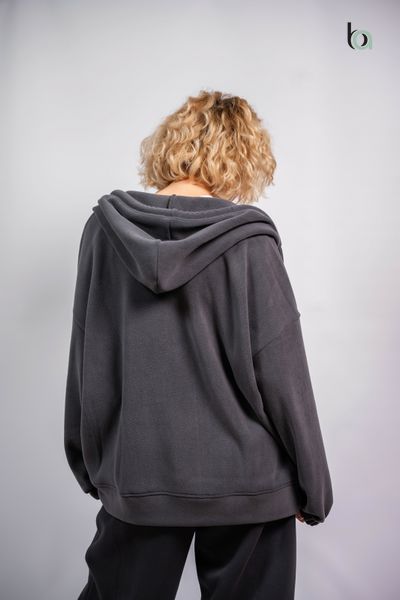 Жіноче оверсайз худі Теддік графіт XL-4XL 1010-г фото