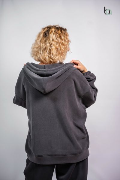 Жіноче оверсайз худі Теддік графіт XL-4XL 1010-г фото