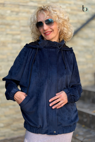 вельветова куртка "МОНІКА" оверсайз, синій XL-2XL 600-к/с фото