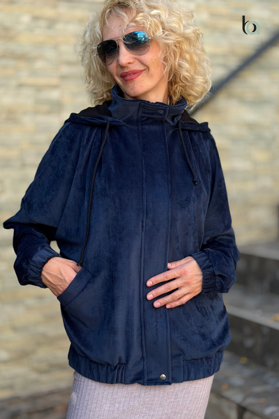 вельветова куртка "МОНІКА" оверсайз, синій XL-2XL 600-к/с фото
